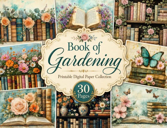 Download Watercolor Book Garden Papers - Book Collection