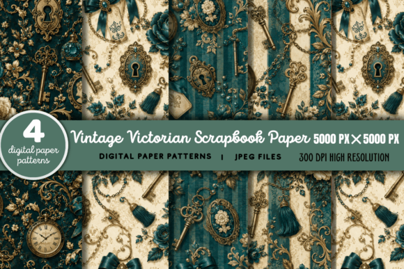Download Vintage Victorian Scrapbook Background 3 - Book Collection