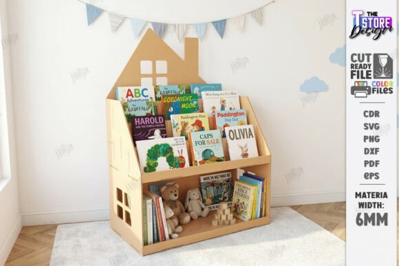 Download Kids Bookshelf Laser Cut | Nursery Decor - Book Collection