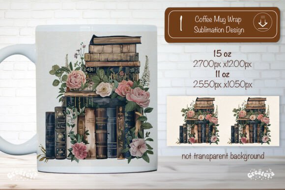 Download Floral Book Lover Mug Png Vintage Design - Book Collection