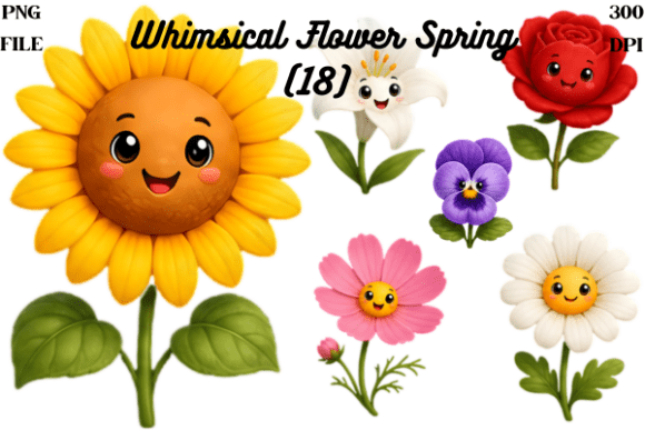 Download .Whimsical Flower Spring Clipart Graphic - Premium Bundle