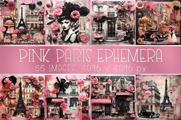 Download Pink Paris Vintage Ephemera Scrapbooking - Book Collection