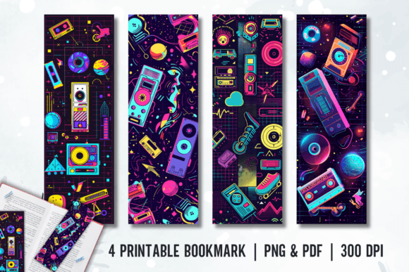 Download 1980s Inspired Retro Digital Bookmak - Book Collection