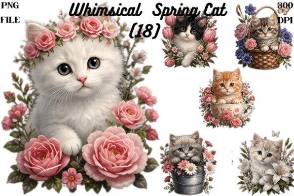 Download Whimsical Spring Cats Clipart PNG Bundle - Premium Resources