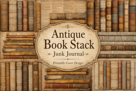 Download Antique Book Stack Junk Journal - Book Collection