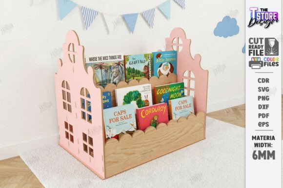 Download Kids Bookshelf Laser Cut | Nursery Decor - Book Collection