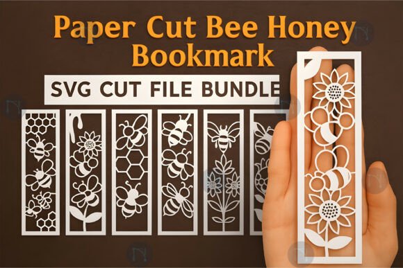 Download Paper Cut Bee Honey Bookmark SVG Bundle - Book Collection