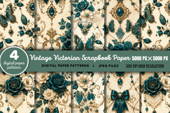 Download Vintage Victorian Scrapbook Background 4 - Book Collection