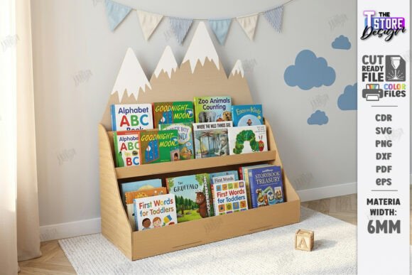 Download Kids Bookshelf Laser Cut | Nursery Decor - Book Collection